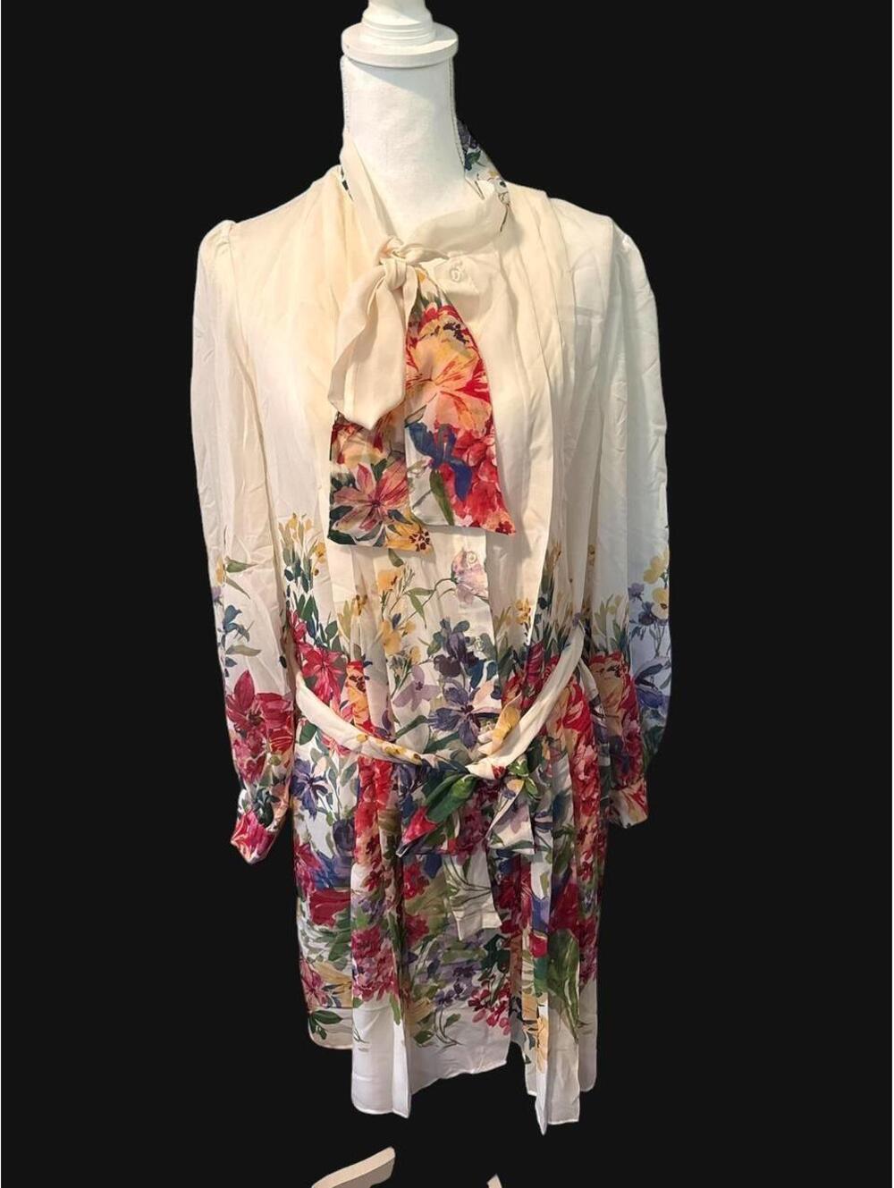 Julia Jordan Floral Maxi Dress M Ivory Multicolor Botanical Cottagecore